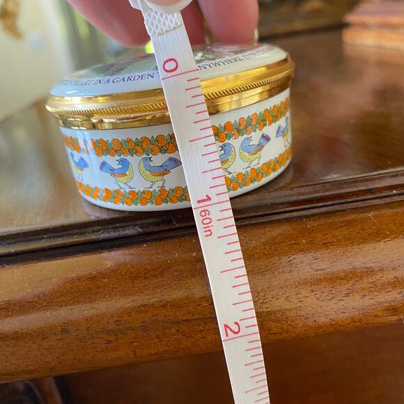 Staffordshire Enamels England God's Garden Floral Trinket Pill Box Vintage - Picture 10 of 14